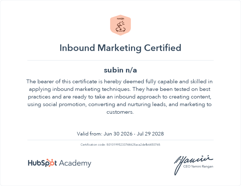 inbound certification