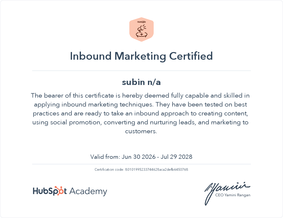 inbound certification